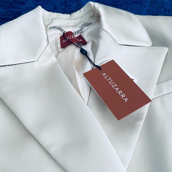 Altuzarra Ray Satin Jersey Blazer Antique Pearl SZ 40 - Picture 3 of 13